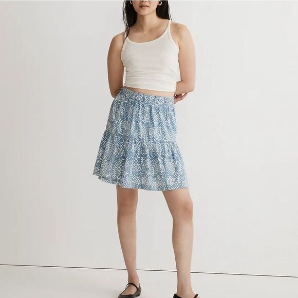 NWT Madewell Pull-On Ruffled Mini Skirt in Indigo Floral - Picture 6 of 7